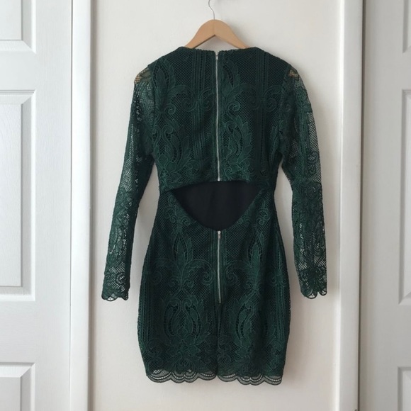 Lavish Alice open Back Forest Green Mini Lace Dress US6 - Picture 8 of 9